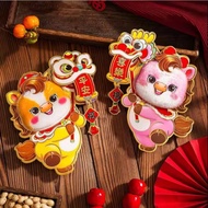 2026 Horse Year Door Sticker Cartoon Pony New Year Wall Sticker Decor Blessing Fu Character Sticker