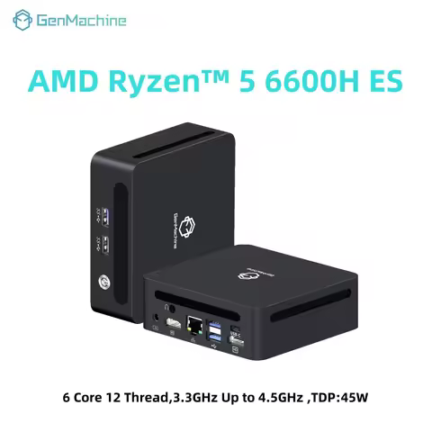 GenMachine AMD Ryzen 5 6600H ES Mini PC 4.5GHz TDP 45W Windows 11 DDR5 6400Mhz RAM 2.5G LAN USB4 WIF