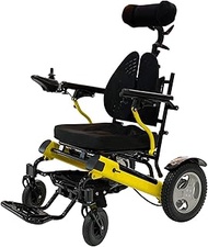 Lightweight for home use Long Range Lightweight Electric Wheelchair - Electric Wheelchairs Lightweight Foldable Motorize Power Electrics Wheel Chair Mobility Aid with Headrest Yellow (Color : Yellow