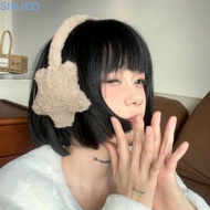 SINJEO Y2k Star Earmuffs, Cute Solid Color Outdoor Winter Plush Ear Protectors for Women Quen 9F2V