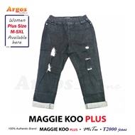 ARGOS MAGGIE KOO Women Plus Size M-5XL Elastic Waistband Stretchy Jeans Capri Pant [ 60145 ]