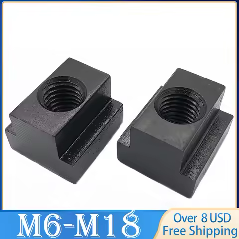 T Nut 1/2/5Pcs M6 M8 M10 M12 M16 M18 Black Finish Grade 8.8 Carbon Steel T-Slot Nut Tapped Through S