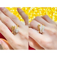 CINCIN DAUN / CINCIN BOBA , SWISS DIAMOND SILANG ADJUSTABLE COP 916  ( Emas bangkok / Emas korea 24k