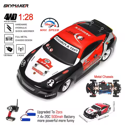 WLtoys K969 1:28 Rc Car 4WD 2.4G Remote Control Alloy Car RC Drift Racing Car High Speed 30Km/H Off-