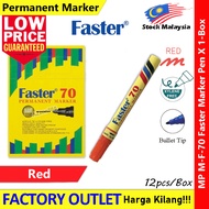 【12-PCS】Faster 70 Permanent Marker Pen Xylene Free #Faster #Permanent #Marker Pen #M-F-70 #Blue #Red