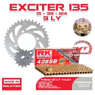 Golden RK chain sprocket for Exciter / Spark 135cc 9mm imported from Malaysia