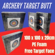 Archery Target Butt - Shooting Target - PE Foam - [ 100CM x 100CM x 20CM ] - Free Target Face