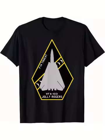 HOT! F-14 Tomcat Vfa-103 Jolly Rogers Jet Aircraft Patch pattern -100% cotton short sleeve O-neck pr