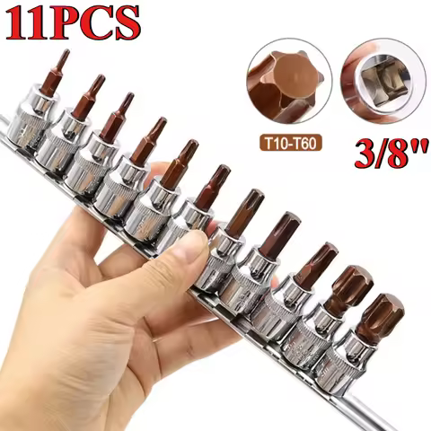 Torx Screwdriver Bits 3/8" Drive Socket Head Tools T10 T15 T20 T25 T27 T30 T40 T45 T50 T55 T60 Socke