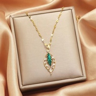 New Gold Branch Jade Leaf Necklace Simple Light Luxury High