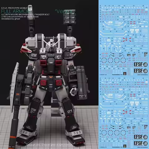 YAN Decal for MG 1/100 Full Armor FA78 Ver.Ka Thunderbolt Model HD Fluorescent Water Stickers for Mo