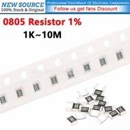 [100pcs] 0805 SMD Resistor 1% 1/8W 1K 10M  1.8K 1.5K 2.2K 6.8K 10K 33K 47K 68K 100K 220K 330K 470K 6