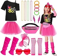 Dormstop Girls 80s Costume Accessories Set Kids 80s Outfit Costume Halloween