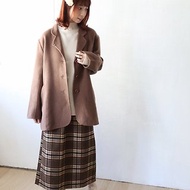 冬復古剪裁日本製寬鬆太妃糖咖啡色西外羊毛古著大衣外套
