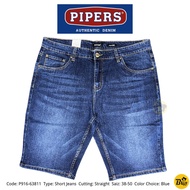 PIPERS Brand Men Big Size Straight Stretchable Short Jeans(P916-63811B)