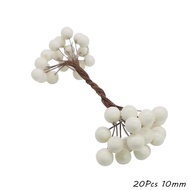 White Theme Artificial Flower Cherry Stamen Berries Bundle DIY Christmas Decoration Wedding Cake Gif