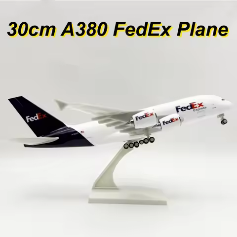 A380 30cm 1/240 Scale Fedex Airplane Resin Simulation Model With Aircraft Wheels & Base Toys Plane O