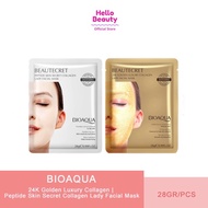 Bioaqua 24K Golden Luxury Collagen | Peptide Skin Secret Collagen Lady Facial Mask 28GR