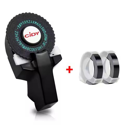 CIDY C101 3D Black Embossing Label Maker with 2 black ribbon, Replace Motex E101 Dymo 12965 Omega 18