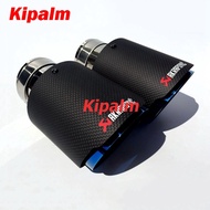 Akrapovic Style Carbon Fibre Car Exhaust Tip Muffler Tail Pipe Blue Burnt Matte Black Cover