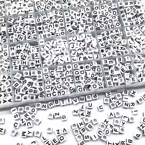 100pcs/lot 6x6mm 26 Letter Beads Square Shape Beads Alphabet Letter Charms for Make Jewelry Handmade