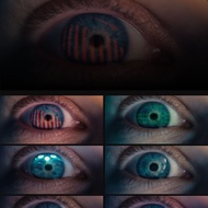 [J496] Artlist Artlist Style Real-Person Pupil Reflection Between Blinking Lens Transition Video Mat