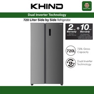 Khind RFS720A 720 Liter Side By Side Twin Inverter Refrigerator Fridge Peti Sejuk 电冰箱