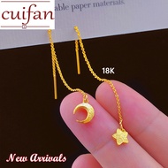 Star Pawnable Gold Original 916 Temperament Star and Moon Ear Line Female Small Fresh Earring Ear Line Stud Earrings