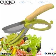 CUCKO Salad Scissors, With Spring-Loaded System Stainless Steel Salad Chopper, Two In One Double Bla