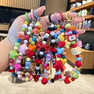 [Small City Home Decoration] diy Dopamine Bead String Mobile Phone Chain Cute Girl Bag Ornaments c C