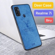 CASE REALME 7I C17 MEWAH PREMIUM DEER RUSA EMBOS KULIT KAIN BLUDRU SARUNG SILIKON COVER CASING HANDPHONE SOFT CASE