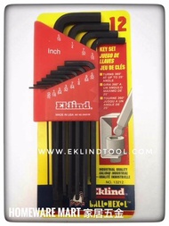 Eklind USA Hex Allen Key 12pcs Black Harderned Alloy Steel (Inch )