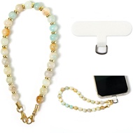 Phone Charm with Beaded Marble, Cell Phone Lanyard with Tether Tab, Phone Chain Strap, Hands-Free Wr