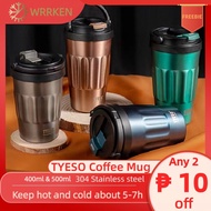 Tyeso Tumbler Stainless steel Coffee Mug Insulated Vacuum Cup Water Bottle 400ml 500ml