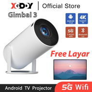 XGODY Gimbal 3 Mini Smart Proyektor Portable 180 Degree Adjustable Android 11.0 1080P 4K UHD WiFi6 B