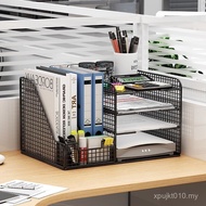 Bookshelf Storage Data Rack Office Supplies Multi-Layer Desk Student Iron Art a4 Paper Put Files Ver