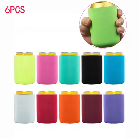 6Pcs hot Beer Can Cooler/ Sleeves Soft Insulated Reusable Holder Water Soda Bottle Camping