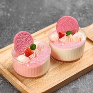 100 Round mica cups 7440 with spherical lid for panna cotta - tiramisu - panna cotta