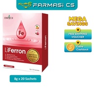 Enrich LiFerron 8g x 20 Sachets EXP:12/2027 [ Peach Flavor Vitamin C B Complex B-Complex Red Beet Su