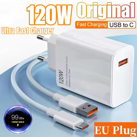 120W Ultra Fast Charger QC 5.0 EU Plug 6A Type C Cable 67W 55W 33W Rapid Charging Adapter For iPhone