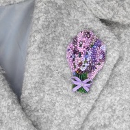 Lavender brooch, embroidered lavender brooch, handmade beaded flower brooch