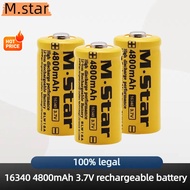 * /M.Star 16340 4800mAh 3.7V Li-ion CR123A Lithium Original Rechargeable Batteries Long battery life