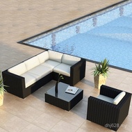 Outdoor Sofa Courtyard Waterproof Rattan Outdoor Sunscreen Living Room Furniture Combination Rattan 