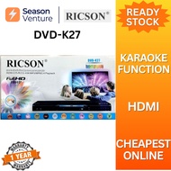 RICSON Karaoke DVD Player DVD-K27 (With HDMI+AV Output, Mic Input & Key Control){FREE HDMI Cable}