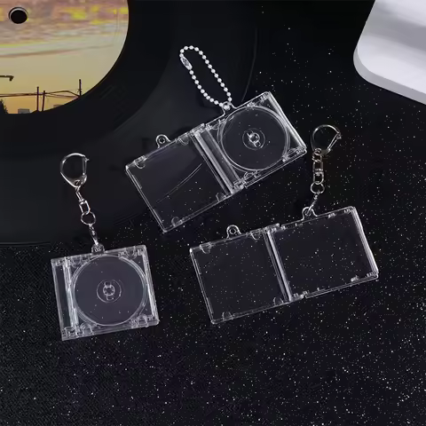 Peripheral Commemorative Blank Album Mini CD Case Keychain CD Player Shaped Key Pendant For DIY Back
