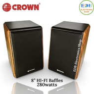 Crown BF-828 8" 2-way Speaker  280 watts 4-8ohms HI-FI Baffle speaker with Box Sold by pair