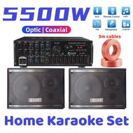 5500W 2.0 CH Karaoke Amplifier 6.5inch Speaker Set With Wireless Mic Amplifier Bluetooth Hifi Syste