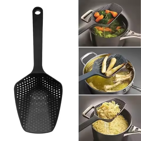 Plastic Strainer Spoon with Handle, Durable Plastic Slotted Spoon Pasta Scoop and Pasta Strainer for