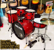 กลองชุดใหญ่ G-force / Dream Drum ขอบโครเมียม/ขอบดำ อุปกรณ์ครบชุด แถมฟรี เก้าอี้/ประแจ/ไม้กลอง/กระเดื