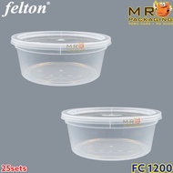 Felton 1200ml Round PP Container & Lid ( 25sets± ) FC1200 FC 1200 ml Disposable Plastic Food Box  Be